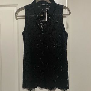 🆕 Premise Studio Black Lace Button Down Top